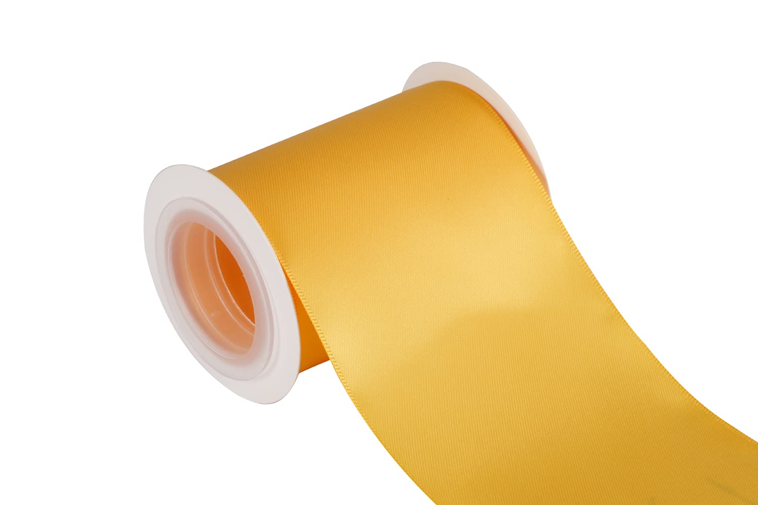Joycrosso 75mm Double Faced Satin Ribbon 4.5 Meters-Roll Set for Chair Sash Gift Wrapping Party Favor Home Decoration Craft Supplies, Yellow Gold