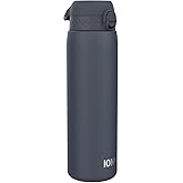 ION8 Vacuum Insulated Steel Water Bottle, 500 ml/18 oz, Leak Proof, Easy to Open, Secure Lock, Dishwasher Safe, Fits Cup Holders, Carry Handle, Scratch Resistant, Durable Stainless Steel, Ash Navy
