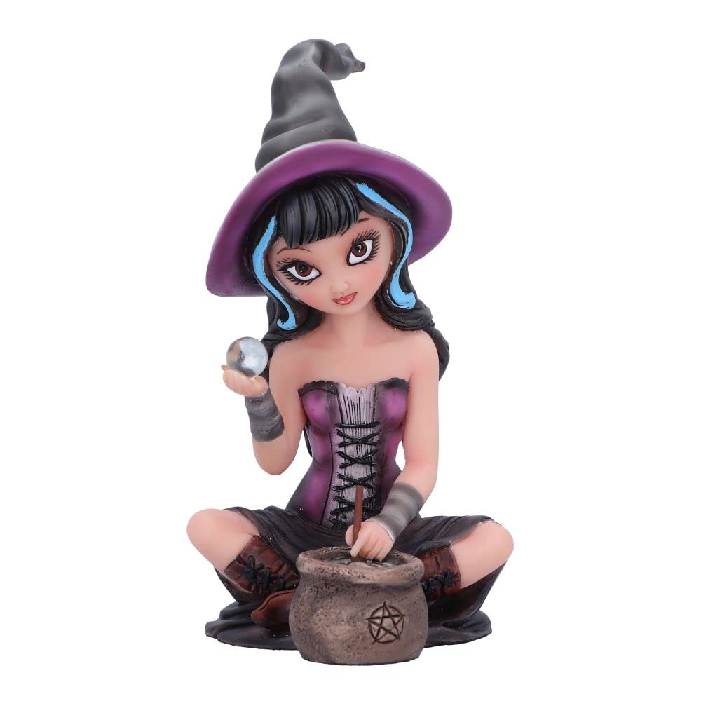 Nemesis Now Pruedence Witch Figurine, 15cm, Resin, Cute Witch Figurine, Witch and Potion Pot, Perfect for Witchcraft Lovers, Cast in the Finest Resin, Expertly Hand-Painted, Black