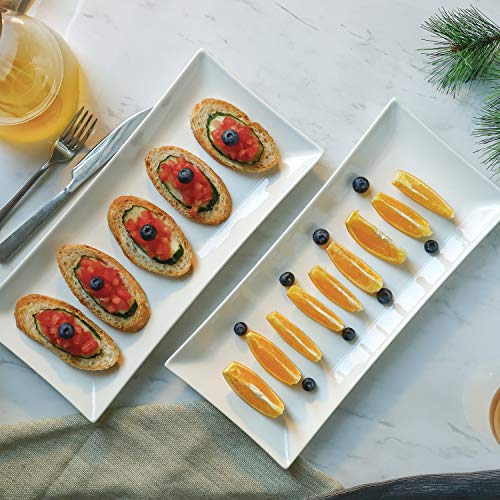 image for Sweese 704.101 14 Inch White Rectangular Plates, Serving Platters for 
