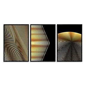 Framed Canvas Wall Art for Living Room, Bedroom Gold Geometric Canvas Prints for Home Decoration Ready to Hanging - 16"x24"x3 Panels