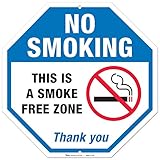 No Smoking Sign, This is A Smoke Free Zone Large Rust Free 12x12" Aluminum, for Indoor or Outdoor Use - by ARMO