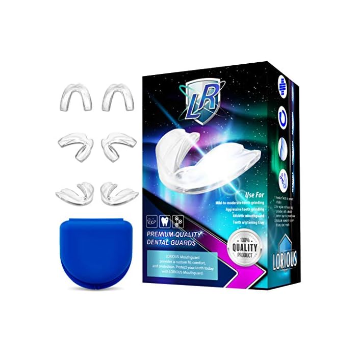 LORIOUS Mouthguard - One Size Fits All Premium Set of 6 BPA Free Moldable, Customizable and Trimmable Medical Grade…