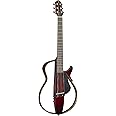 Yamaha SLG200S CRB Steel String Silent Guitar with Hard Gig Bag, Crimson Red Burst