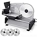ALBOHES Electric Meat Slicer, 150W Professional Slicer Machine with 3 Stainless Steel Blades, Meat Deli Cheese Bread Food Slicer for Home Use, Adjustable Thickness Dial / 7.5'' Interchangeable Blades/ Plastic Blade Guard/ Suction Feet