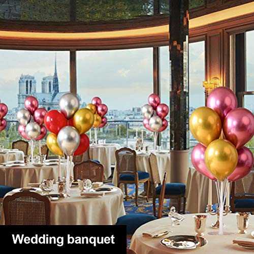 YANSHON 4 Pack Balloon Stands Height Table Balloon Stand Kit, Reusable Clear Balloon Holder for Birthday Baby Shower Wedding Decoration