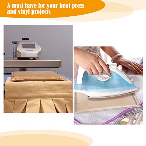 Heat Press Pillow NODDWAY Beige Heat Transfer Pillow Set with 4PCS Non-Stick Teflon Pressing Pillow, 1PCS Heat Resistant Tape for Heat Press Printing and Vinyl Projects.