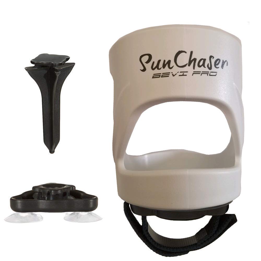 SunChaser Bevi Pro Outdoor Drink Holders for Beer Cans, Bottles, Cups, and Other Beverages - Picnics, Beach, Boats, RV's & More (White)