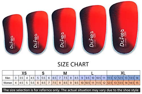 Dr. Foot\'s 3/4 Length Orthotic Insoles, High Arch Support Inserts for Flat Feet Plantar Fasciitis Over-Pronation and Foot Pain (Medium (Men\'s 6.5-8.5 / Women\'s 7.5-9.5))