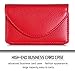 FYY Handmade Premium PU Leather Business Name Card Case Universal Card Holder with Magnetic Closure (Hold 30 pics of Cards) Red