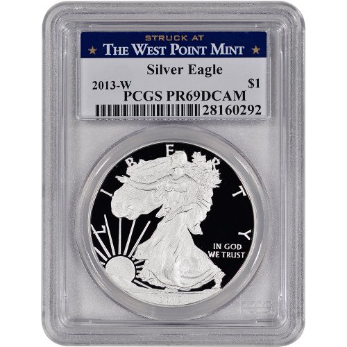 2013 W American Silver Eagle Proof $1 PR69 DCAM - West Point Label PCGS