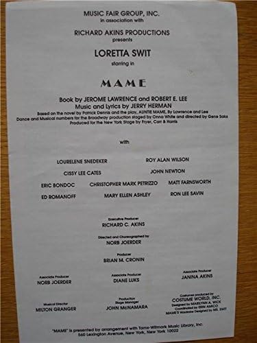 Playbill From Mame Presented By The The Westbury Music Fair Starring Loretta Swit Music And Lyrics By Jerry Herman At Amazon S Entertainment Collectibles Store playbill from mame presented by the the