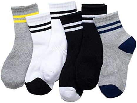Little Boys Socks Fashion Cotton Seamless Kids Simple Sport Socks Pack of 6