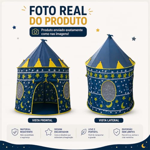 K-SELL IMPORTS, Barraca Infantil Cabana e Castelo dos Príncipes Azul | Cabana Dobrável, Para Menino, Tenda Cabaninha