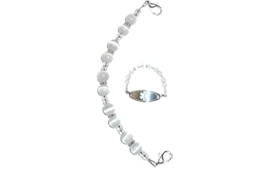 Hidden Hollow Beads Women's 6.5 or 5.5 inch Medical Alert ID Interchangeable Replacement Bracelet, Identification vital info tag (White, 6.5 Inches)