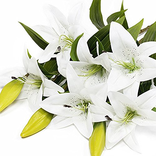 Epctek Artificial Tiger Lilies 3pcs White Lilies With 6 Heads Natural Real Touch Lily Flowers Wedding Lily Bouquets For Home Party Decor Buy Online In Aruba At Aruba Desertcart Com Productid 50011466