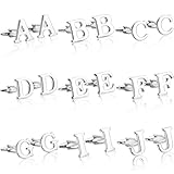 MOWOM Silver Tone 2PCS Rhodium Plated Cufflinks Initial Letter Capital Alphabet Shirt Wedding