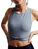 Haoduoyi Womens Jersey Training Sports Crop Top Backless Tank T Shirt