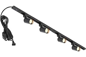 Hiiglxii Plug in Track Lighting with Power Cord, 4-Light GU10 Track Lighting Kit with Track Rail, Modern Kitchen LED Track Lighting Fixtures Ceiling Wall Spot Light, 13FT Plug Cord, Black (No Bulbs)