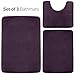 Clara Clark Memory Foam Bathroom Rugs, 3 Piece - Non Slip Absorbent Velvet - Fast Drying Bath Mats, Bathroom Rug and Contour Rug Set, 20 x 32, 17 x 24, 19 x 24, Eggplant