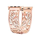 Apple Watch Band 38mm Rose Gold Women, Fresheracc Floral Hollow out iWatch Replacement Strap, Sport Wristband for Apple Watch Nike +,Sports, Series 3 / 2 / 1