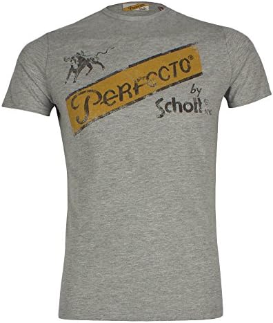 Mens Schott TS Classic Slim Fit Crew Neck Heather Grey T Shirt - XXXL