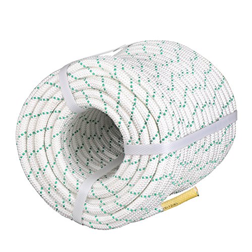 F2C General Purpose 2/5Inch x 151FT Caving Climbing Rope Double Braid Polyester Rope Safety Rope, Perfect for Tree Work, Cargo, Sailing, Rigging, Marine, Outdoor Sports, 5940Lbs Breaking Strength