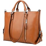 YALUXE Women's Urban Style 3-Way Leather Work Tote Shoulder Bag Brown