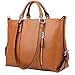 PRIME WEEK SALE- 40% OFF- YALUXE Women's Urban Style 3-Way Leather Work Tote Shoulder Bag Brown