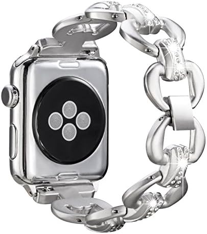 SaNgaiMEi Watch Band 38/40mm iwatch Stainless Steel Strap Replacement with Stainless Metal Clasp Compatible for Apple Watch Series 4/3/2/1/ Nike+ Sport and Business (White)