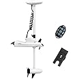 AQUOS Haswing White 12V 55LBS 48inch Bow Mount Trolling Motor with Remote Control, Quick Release Bracket for Inflatable Boat Kayak Bass Boat Aluminum Boat Fishing Freshwater and Saltwater Use