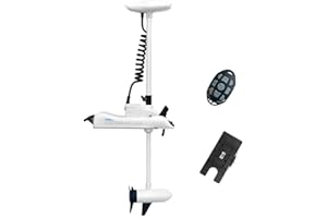 AQUOS Haswing White 12V 55LBS 48inch Bow Mount Trolling Motor with Remote Control, Quick Release Bracket for Inflatable Boat Kayak Bass Boat Aluminum Boat Fishing, Freshwater/Saltwater Use