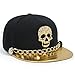 Jescakoo Adjustable Hip-hop Hat Metal Skull Studded Snapback with Chain Black 018