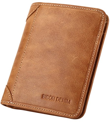 Bison denim men s genuine cowhide leather vintage bifold wallets