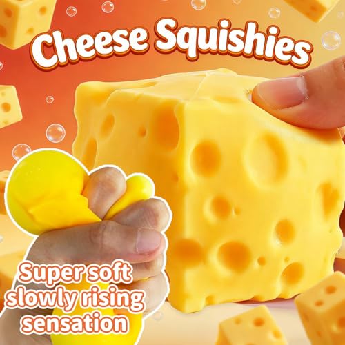 Last Page® 10cm Cheese Squishy Slow Rising, Soft Squishy Cheese Block Squeeze Fidget Toy, Mini Stress Relief Sensory for Adults, Cute Desk Toy Gift (1PCS)