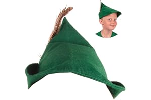 Narwhal Novelties Peter Pan Hat Robin Hood Costume Feather hat - Pinocchio Costume Adult Medieval Alpine Tyrolean Bavarian Hat For Men, Women, Kids - Halloween, Cosplay Dressup Apparel
