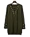 BOBIBI Women's Lace Up Front V Neck Long Sleeve Knit Pullover Sweater Mini Dress Top Army Green Large