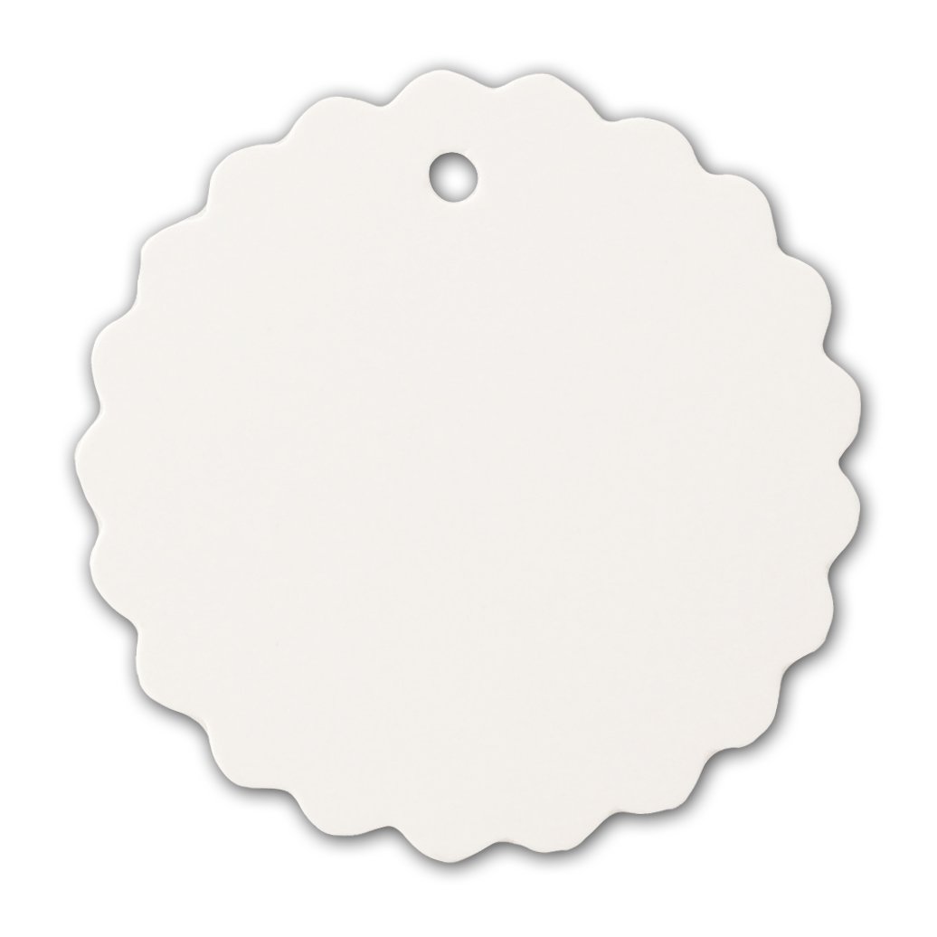 LWR CRAFTS 100 Hang Tags Scalloped Round with Jute Twines 30m (5cm, White)