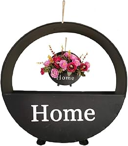 Metal Flower Wall Vase,Round Farmhouse Style Hanging Planter, Modern Home Decor,Indoor Outdoor Wall On Balcony, Tabletop, Bathroom, Kitchen, Bedroom, Study,Garden(Black)