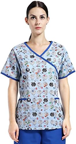 ANNO Cartoon Nurse Uniform With Adjust Waist Medical Scrubs for Women SPA Beauty Salon Work Clothing Slim fit
