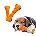LaRoo Dog Treat Bone Toy Interactive Dog Toy Dog Treat Dispensing Yummy Bone Feeder Toy - Orange