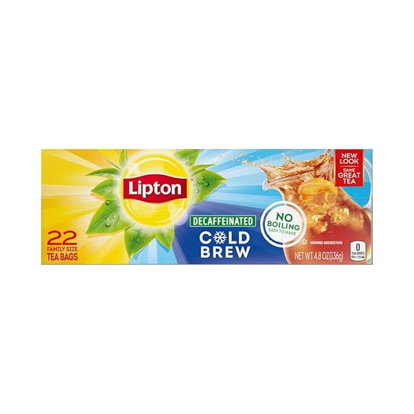LIPTON DECAF COLD BREW ICED TEA BAGS, FAMILY SIZE ZERO CALORIES, EASY-TO-MAKE WITH NO BOILING NEEDED, 66 TOTAL TEA BAGS (22CT – PACK OF 3)