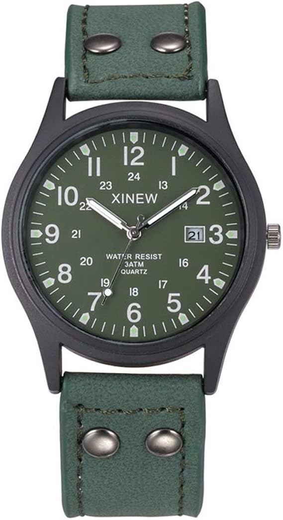 Amazon Zhangzz高品質 ハイエンドのファッションウォッチ メンズ格安腕時計ファッションデイトンレザーミリタリークォーツ腕時計 Color 2 メンズ腕時計 腕時計 通販