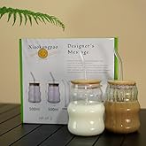 Xiaokangpao 2 Pcs Ribbed Glass Cups, 18 Oz Vintage Drinking Glassware with Wave Shape Design, Bubble Cups for Iced Coffee, Juice, Beverage, Milk, Cocktails, Bubble Tea, and More