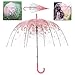 Tdogs Clear Bubble Umbrella Dome with 100 Pcs Romantic Flowers,Cherry Blossoms Transparent Rain Umbrellas for Kids Girls Weddings, Transparent/pink