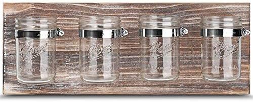 Mason Jar Organizer, Office Farmhouse Bathroom Kitchen Storage, Mason Jar Wall Decor Planter Caddy Organizer with Brown Holder