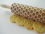SKULLS Embossing Rolling pin. Engraved rolling pin with skulls. Embossed cookies with sugar skulls. Dead's head. Halloween cookies. Spooky
