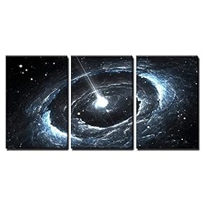3 Piece Canvas Wall Art - Highly Magnetized Rotating Neutron Star - Modern Home Art Stretched and Framed Ready to Hang - 16"x24"x3 Panels