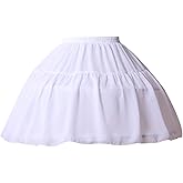 Women Girls Crinoline Petticoat 2 Hoops Skirt Chiffon Ball Gown Short Half Slip Underskirt for Lolita Cosplay