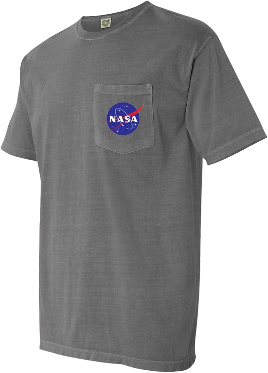 Nasa Retro Globe Logo Comfort Colors Pocket Shirt Amazon Com